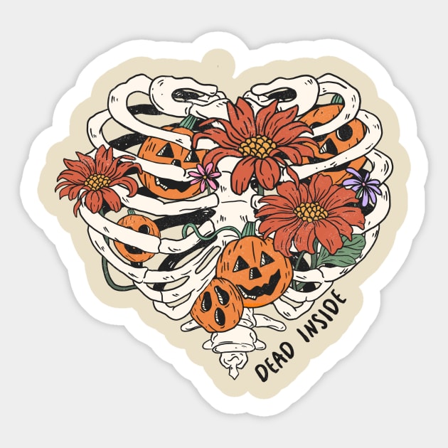 Dead Inside Floral Skeleton Halloween Sticker by The WYLD Tribe